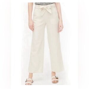 J Crew Paper Bag Belted Pull On Linen Blend Beige Pant Women’s size 10 Pockets